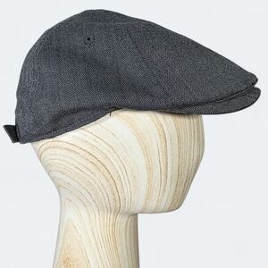 Original Penguin Grey Herringbone Newsboy Flat Cap Hat Classic Tweed Style Men's